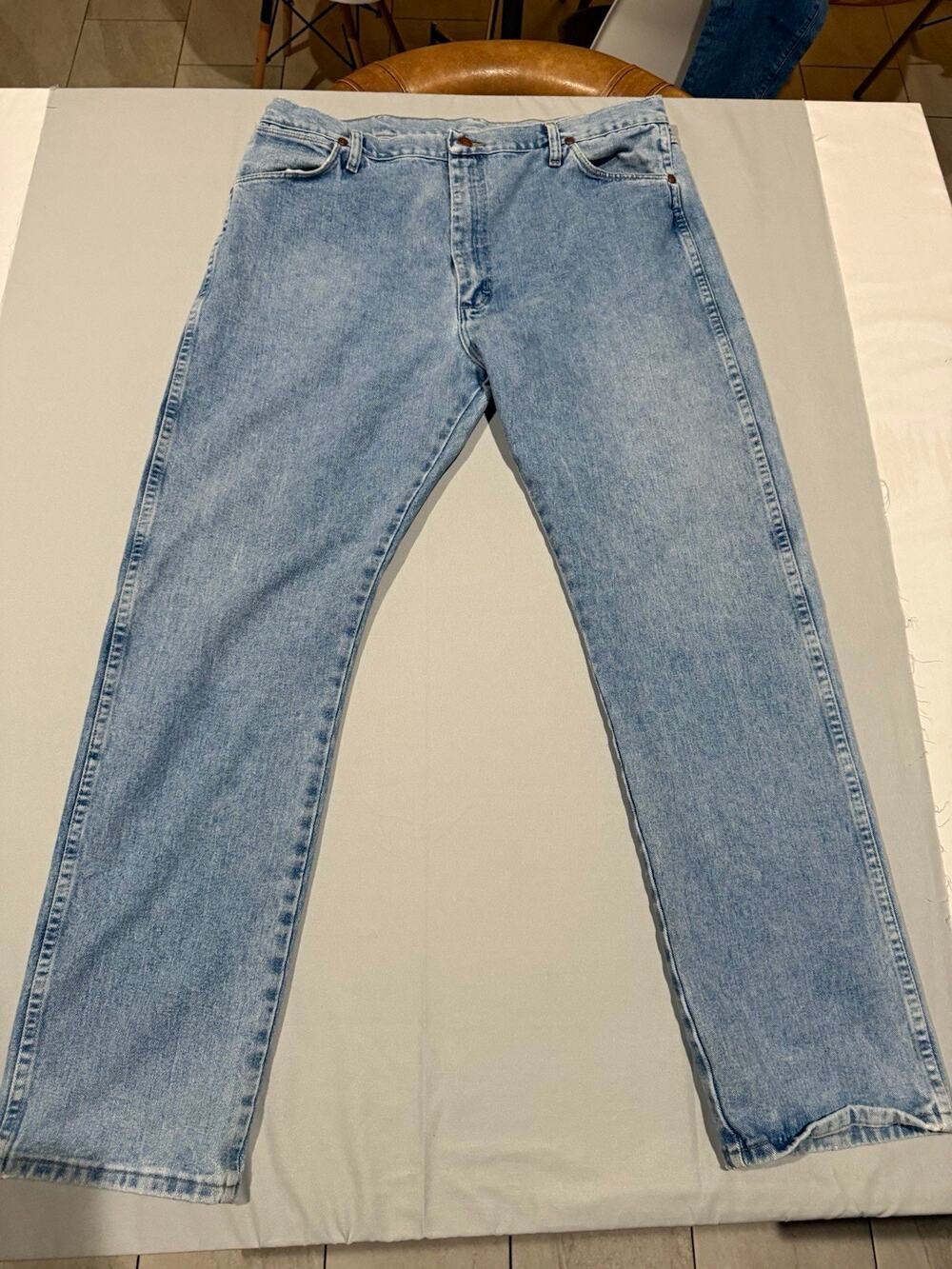 Wrangler Cowboy Cut Jeans Mens Regular Fit Straight Leg Light Wash Blue Denim